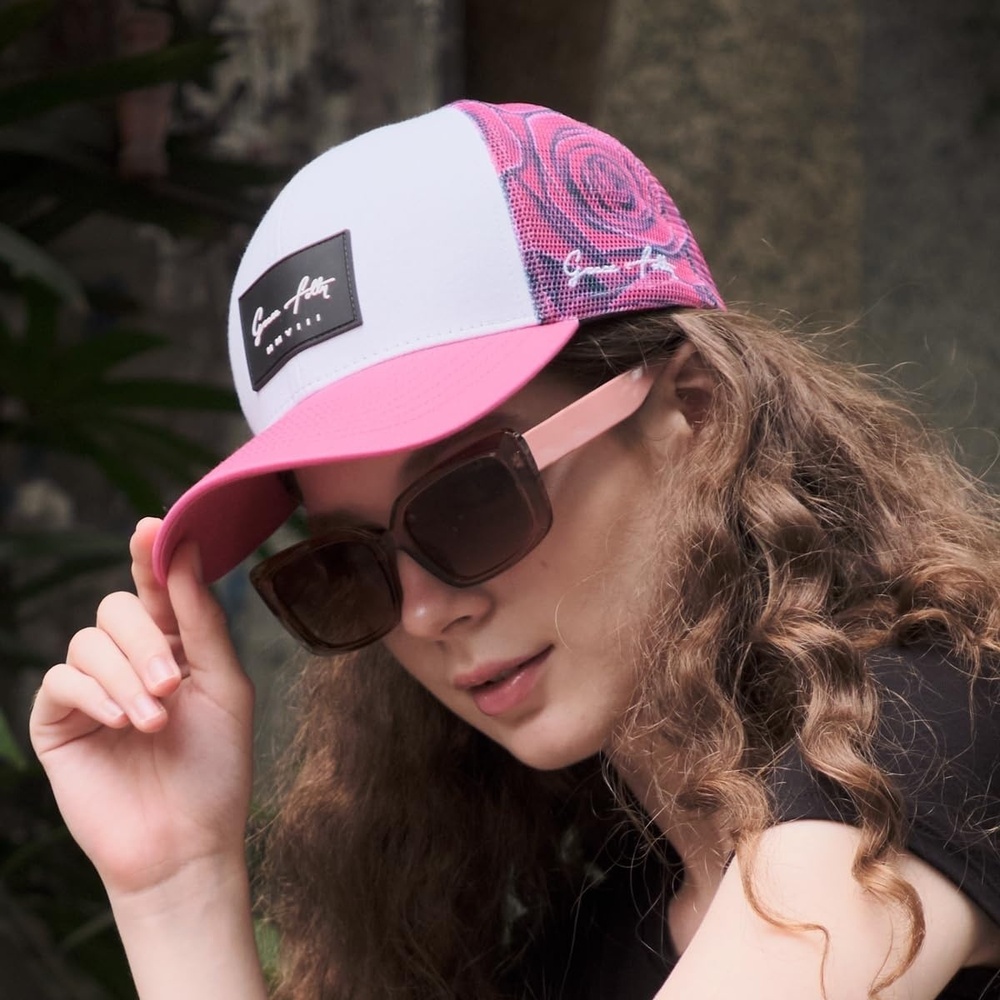 Beach Trucker Hats for Women- Snapback Baseball Cap for | Pink Rose | Size OS - Picture 2 of 9
